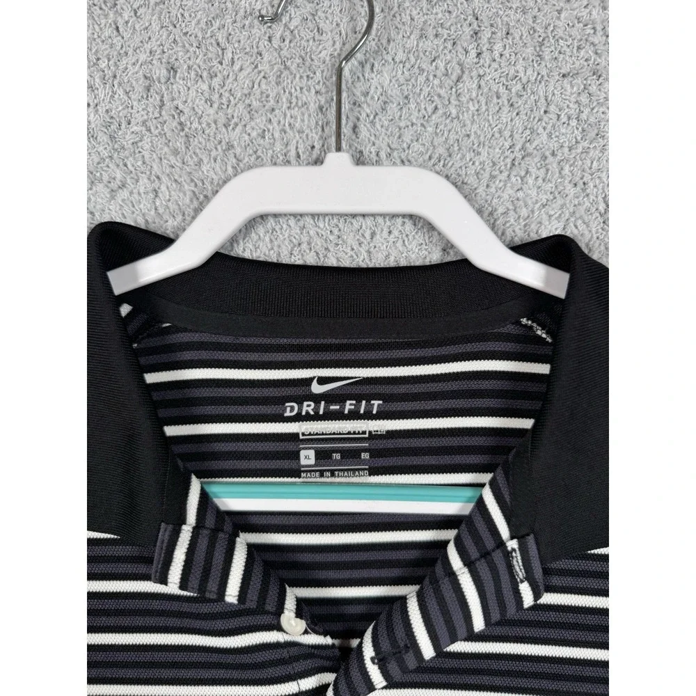 Nike Golf Men's Dri-Fit Short Sleeve Polo Shirt‎ Black White Striped Size XL